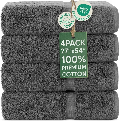 Vista 32 de Chakir Turkish Linens - Toallas turcas de 100% algodón, suaves y absorbentes (12 paños, color gris)