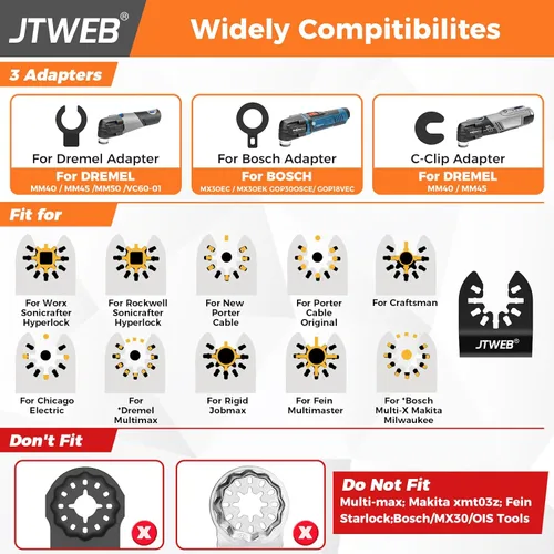 Vista 5 de JTWEB Hoja de herramienta oscilante de titanio, 10 piezas Hojas de sierra oscilantes Hojas de corte de metal Kits de cuchillas multiherramienta