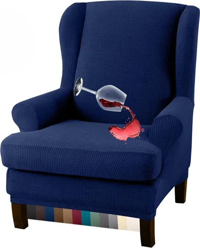 Vista 11 de Granbest Funda para silla con respaldo de ala, repelente al agua, 2 piezas, tela jacquard de alta elasticidad, fundas para silla con respaldo de ala