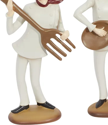 Vista 11 de Deco 79 Polystone - Estatuas decorativas de chef para decoración del hogar con instrumentos musicales, juego de 3 figuras de acento de 8 x 3 x 14