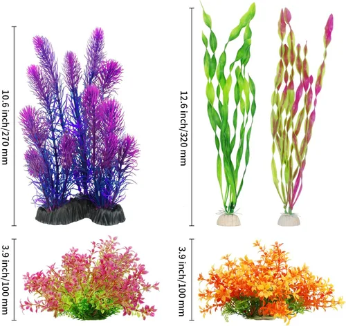 Vista 4 de MyLifeUNIT Plantas artificiales de acuario, plantas de plástico para peceras para decoraciones de acuarios, paquete de 7 (estilo B)