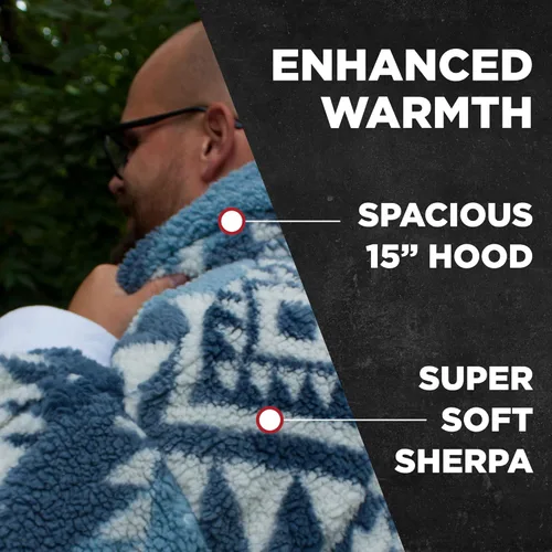 Vista 3 de Coleman Sudadera con Capucha de Manta Vestible de Gran Tamaño de Sherpa y Micro-Visón, Azul - Talla Única para la Mayoría