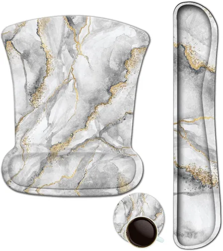 Vista 14 de ARTSO Alfombrilla de mouse con soporte de muñeca y reposamuñecas para teclado, alfombrilla ergonómica de espuma viscoelástica antideslizante, fácil