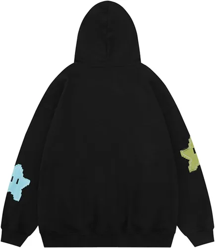 Vista 2 de Cbsdezanos Sudadera con capucha y cremallera Y2k para mujer, sudadera de gran tamaño con estampado de estrellas, hip hop, sudadera estética punk