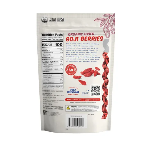 Vista 2 de Made in Nature Bayas de goji orgánicas secas al sol Bayas veganas sin OMG Bolsa de 20 onzas (paquete de 1)