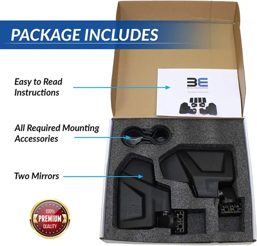 Vista 8 de UTV Kit de espejo retrovisor lateral (paquete de 2) – Compatible con barra redonda de jaula enrollable de 1.6 a 2 pulgadas – Se rompe y ajustable