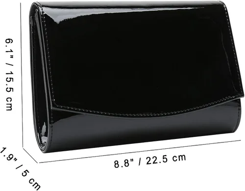 Vista 5 de CHARMING TAILOR Bolso de mano con solapa de charol clásico elegante y elegante bolso de noche