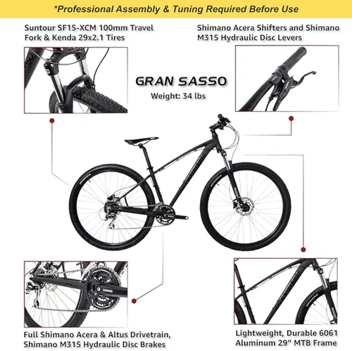 Vista 2 de Tommaso Gran Sasso 29er Mounain Bike Hydraulic Disc Hardtail Best Looking MTB