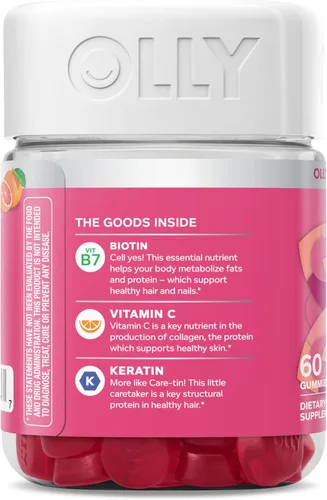 Vista 12 de OLLY Undeniable Beauty - Gomitas de belleza para el cabello, piel, uñas; con biotina, vitamina C, queratina; suplemento masticable, sabor pomelo