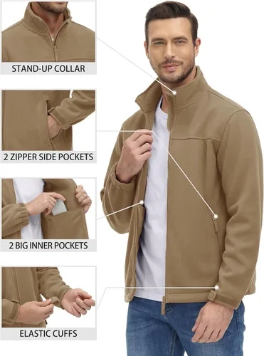 Vista 5 de TACVASEN - Chamarras de hombre de forro polar, ligeras, suaves, térmicas, para invierno, abrigos para exteriores, con cremallera, impermeables