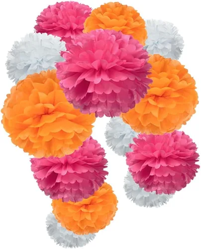 Vista 16 de Pompones de papel de seda rosa polvoriento rosa rubor rosa malva en forma de flor para baby shower, día de San Valentín, cumpleaños, boda, despedida