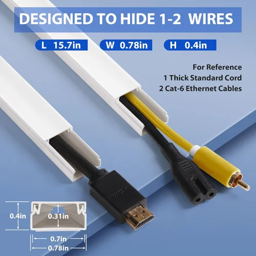 Vista 3 de Kit de Pared para Cubierta de Cable, Ocultador de Cables de TV para Cable de 1 Pulgada de Grosor, 157 Pulgadas de Cubiertas de Cable para Cables
