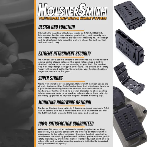 Vista 4 de Accesorio de funda con clip para cinturón de combate, diseño de bloqueo OWB (fuera de la cintura), (para cinturones de 1.50-1.75 pulgadas)