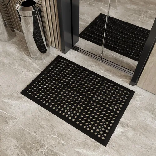 Vista 2 de Ottomanson Tapete de goma resistente, antideslizante, impermeable, fácil de limpiar, tapete antifatiga para cocinas comerciales, restaurantes