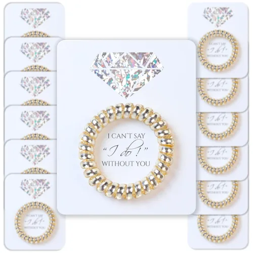 Juego de 12 lazos en espiral para el cabello en una tarjeta de propuesta, cordón de teléfono para despedida de soltera, regalos de despedida de