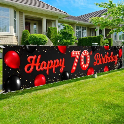 Vista 63 de TfNl Bn Feliz Cumpleaños Rojo y Negro Banner (10)