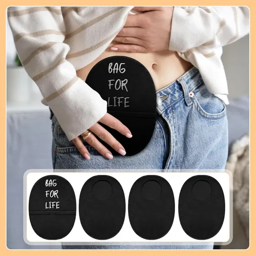 Vista 5 de 4 fundas para bolsas de ostomía negras elásticas para bolsas de colostomía, impermeables, para control de olores, bolsas de colostomía ligeras