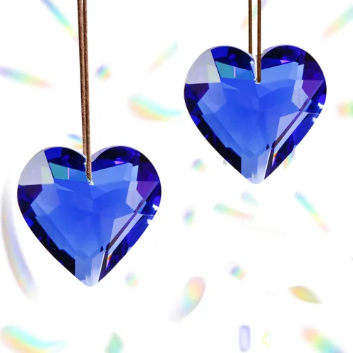 Vista 9 de Together-life Paquete de 2 colgantes de prisma de bola de cristal con forma de corazón, atrapasoles de cristal transparente para ventana, decoración