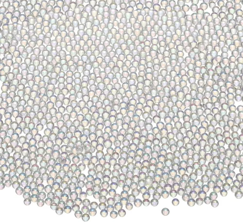 Vista 32 de Cuentas de vidrio iridiscente diminutas de burbuja, 0.4-3mm 10g Cuentas redondas micro mini transparentes sin agujero en forma de gota de agua
