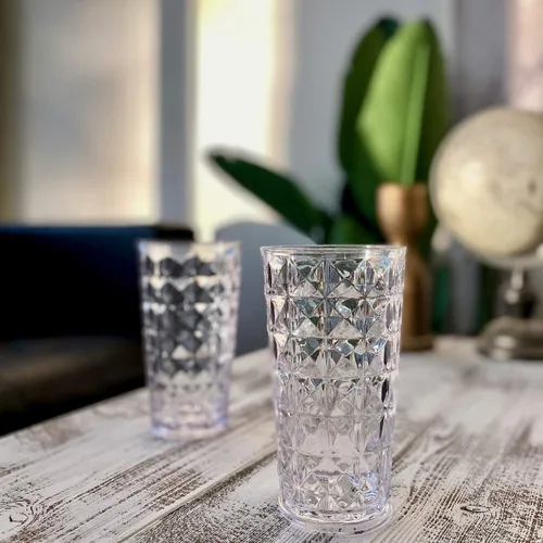 Vista 7 de KLIFA - CUPID- Juego de 8 vasos acrílicos de 16 y 21 onzas, sin BPA, apilables, aptos para lavavajillas, transparente