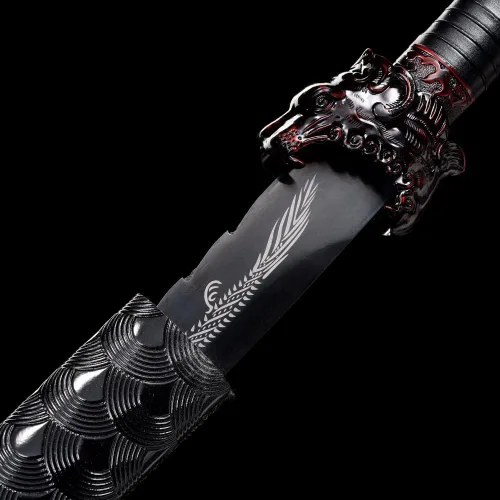 Vista 5 de BJDJ Katana Sword Samurai - Katanas de metal real Quantang Samurai pulido a mano, mango de cabeza de tigre afilado y dominante que puede cortar