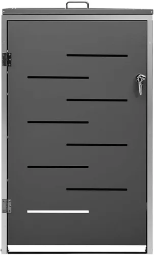 Vista 5 de Cobertizo de basura individual, cobertizo de almacenamiento para jardín al aire libre, para botes de basura, cobertizo para patio, jardín, 27.2 x