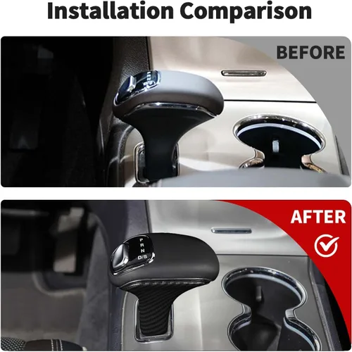 Vista 2 de JWWY Cubiertas para perillas de cambio Compatible con accesorios para Jeep Grand Cherokee 2014-2015 2 piezas Fibra de carbono