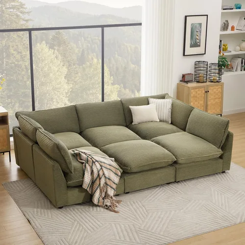 Vista 39 de Iroomy Sofá modular seccional, sofá de nube de gran tamaño - otomano - Beige Premium Chenille, Without Compress, Oversized, Cloud Comfort, Thick