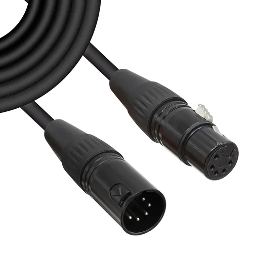 Vista 7 de Cables XLR a XLR DMX de 5 pines de 3.3 pies, cable XLR de 5 pines macho a hembra, para altavoz, micrófono y LED DMX (negro, 3.3 ft)