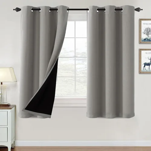 Vista 97 de H.VERSAILTEX Cortinas 100% de opacidad para dormitorio, con aislamiento térmico, cortinas opacas de 63 pulgadas de largo, cortinas de bloqueo