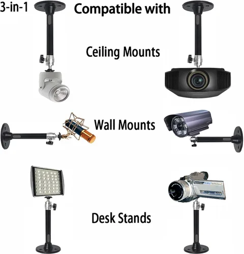 Vista 2 de 2-Be-Best Soporte de pared para mini proyector, negro, 7.9 pulgadas, 360°, para proyectores ajustables de 360°, soporte de suspensión