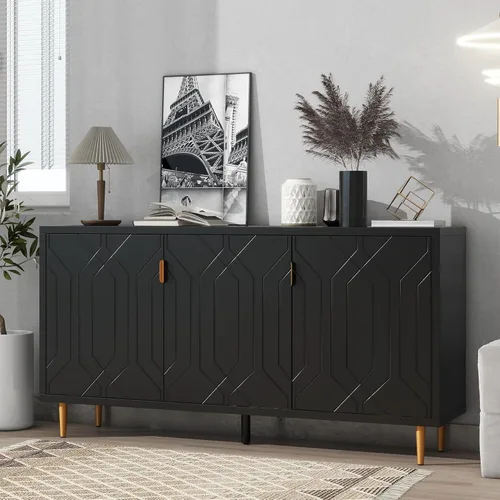 Vista 4 de LUMISOL Moderno mueble de buffet lateral de cocina con gran almacenamiento para sala de estar, entrada, mesa consola de aparador de 65 pulgadas