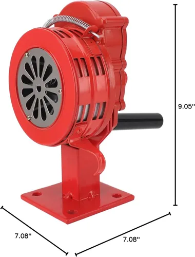 Vista 10 de Keenso Adjustable Volume Hand Crank Siren 110dB Loud Alarm for Emergency, Portable Siren for Outdoor Use (Red)