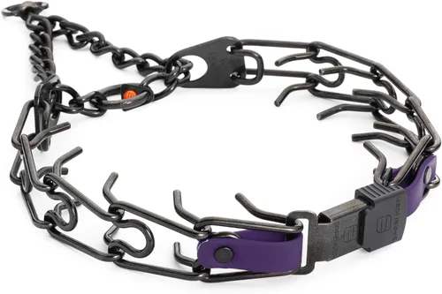 Vista 29 de Collar para Perro Herm Sprenger de Acero Inoxidable Negro con Hebilla de Liberación Rápida ClicLock y Inserción de Biothane Collar de Entrenamiento