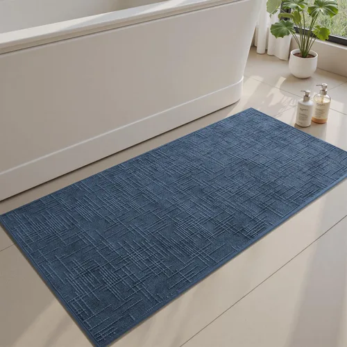AMOAMI Tapete de baño antideslizante, superabsorbente, de secado rápido, para el suelo del baño, parte trasera de goma, lavable, moderno tejido de