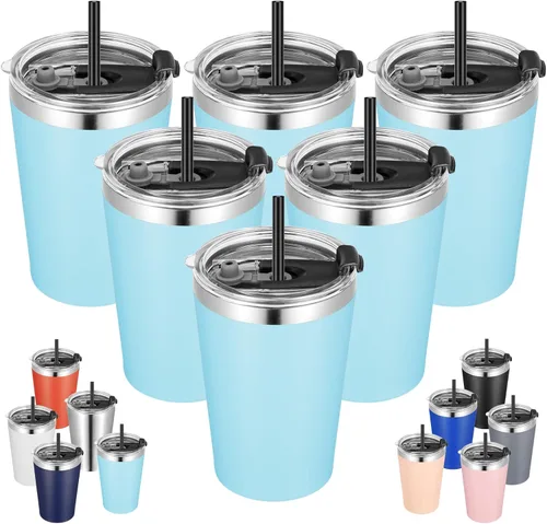 Vista 25 de VEGOND - Vaso térmico de acero inoxidable de 12 onzas con aislamiento al vacío de doble pared, vaso para viaje con tapa y pajita reutilizable