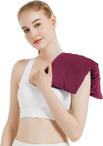 Vista 20 de Almohadilla térmica para microondas con funda lavable, almohadilla térmica de microondas de 8 x 18 pulgadas para cuello y hombros, bolsa de frijoles