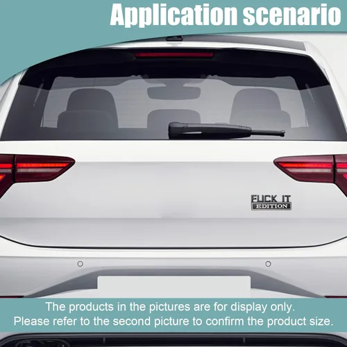 Vista 6 de 2 calcomanías de material metálico con letras 3D para emblema de automóvil, edición Fuck-IT, reemplazo de calcomanías de emblema de maletero