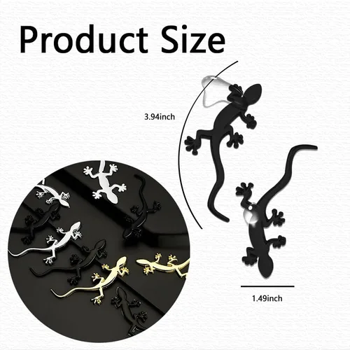 Vista 2 de Calcomanías de Gecko para Coche, Calcomanías para Carrocería Automotriz, Emblema de Insignia de Cromo de Metal Puro con Forma de Gecko 3D de Moda
