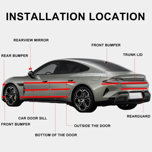Vista 6 de Storystore Protector Universal de Borde de Puerta de Automóvil, 2 Pulgadas x 33 Pies Protector de Umbral de Puerta, Tira Anticolisión Automotriz