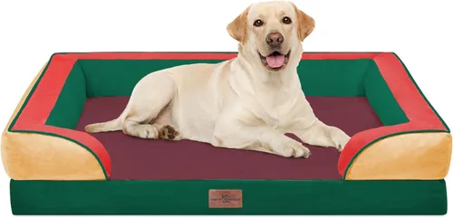 Vista 334 de Comfort Expression Cama ortopédica para perros extra grandes de 45 x 35 pulgadas, cama para mascotas XL de espuma tipo caja de huevos impermeable