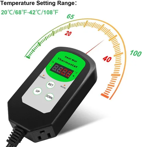 Vista 3 de Alfombrilla térmica para plántulas con termostato de 40 a 108 grados Fahrenheit, almohadilla térmica hidropónica cálida con controlador