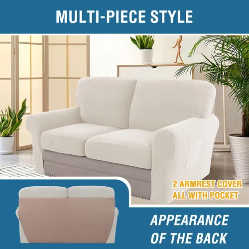 Vista 3 de H.VERSAILTEX Fundas de sofá de varias piezas de tendencia 2024, fundas elásticas para sofá para asientos y respaldos, fundas de cojín ajustables