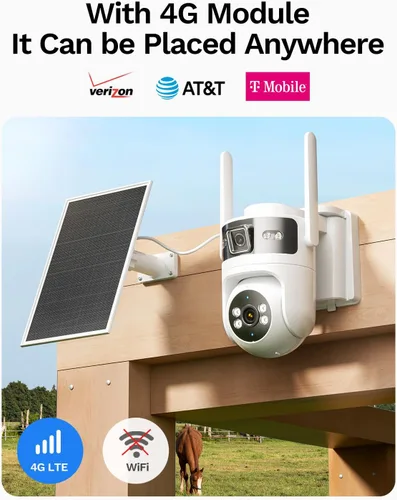 Vista 5 de Cámara de seguridad solar celular dual de la lente 4G LTE al aire libre