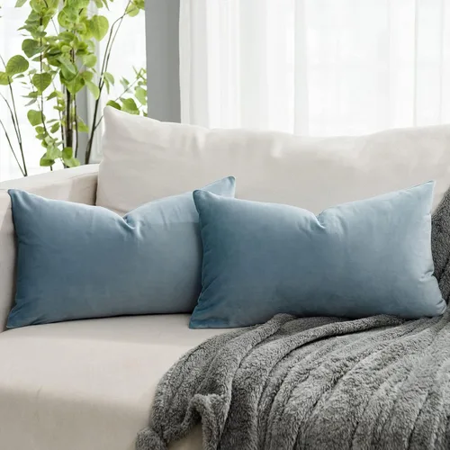 Vista 49 de Juego de 2 fundas de almohada de terciopelo suave negro de 14 x 14 pulgadas para sofá, cama, sala de estar, fundas decorativas de lujo cuadradas