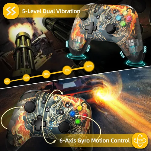 Vista 5 de EasySMX Switch Pro Controlador para Nintendo SwitchLiteOLEDPCiOSAndroid, controlador de interruptor inalámbrico con 4 botones programablesdoble