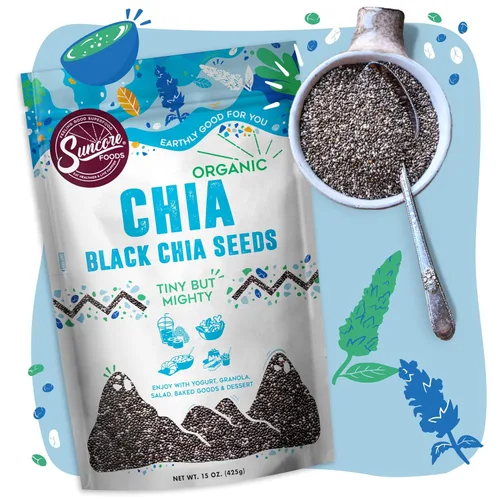 Vista 4 de Suncore Foods Semillas orgánicas de chía negra, 15 onzas, superalimentos, sin gluten