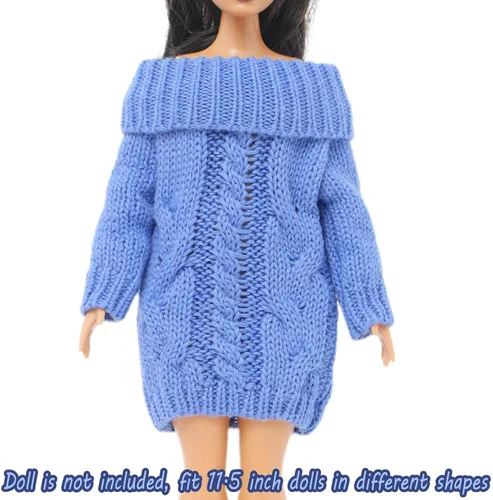 Vista 2 de BJDBUS Suéter de cuello alto de invierno azul para accesorios de muñeca de niña de 11.5 pulgadas
