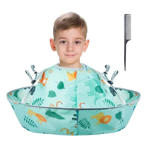Vista 8 de Lictin Capas de Corte de Pelo Paraguas para Niños - Capa de Corte de Pelo para Niños Impermeable Plegable Ajustable, Capa Paraguas de Peluquería