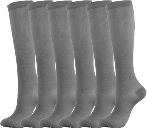 6 pares de calcetines de compresión unisex para hombres y mujeres 15-20 mmHg ajuste atlético
